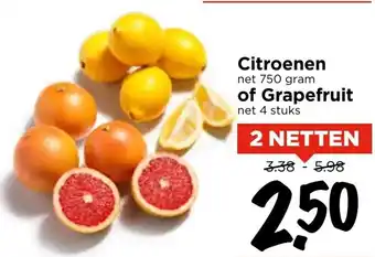 Vomar Voordeelmarkt Citroenen 750g of Grapefruit 4st 2st aanbieding