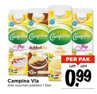 Vomar Voordeelmarkt Campina vla 1l aanbieding