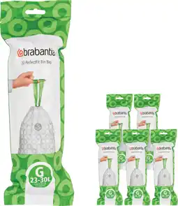 Bol.com Brabantia PerfectFit Vuilniszakken - 30 l - Code G - 6 rollen x 20 stuks aanbieding