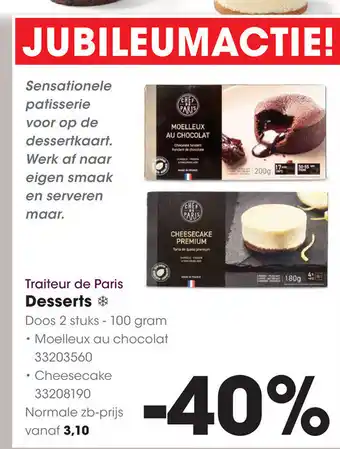 HANOS Traiteur de Paris Desserts aanbieding