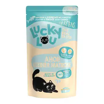 Zooplus 16x 125g Lucky Lou Lifestage Kitten Gevogelte & Forel Kattenvoer Nat aanbieding