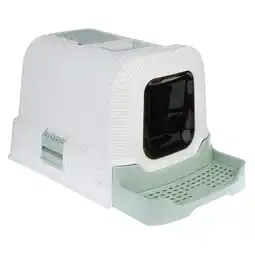 Zooplus kooa kattenbak met kap met kattenbakvulling wit/munt aanbieding