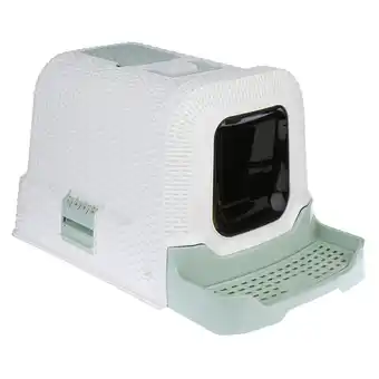 Zooplus kooa kattenbak met kap met kattenbakvulling wit/munt aanbieding