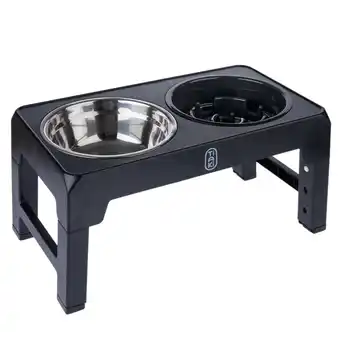Zooplus TIAKI 4-voudig in hoogte verstelbare dubbele voerbak 1,2 l, ca.L44xB24xH8cm hond aanbieding