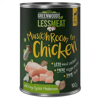 Zooplus 6 x 400 g Greenwoods Less Meat Kip Honden Natvoer aanbieding