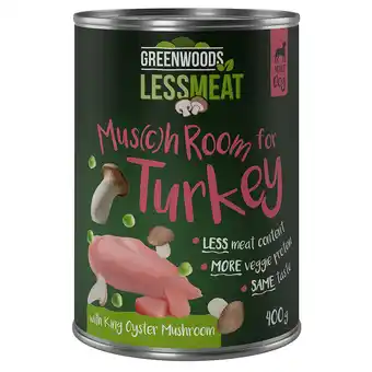 Zooplus 6 x 400 g Greenwoods Less Meat Kalkoen Honden Natvoer aanbieding