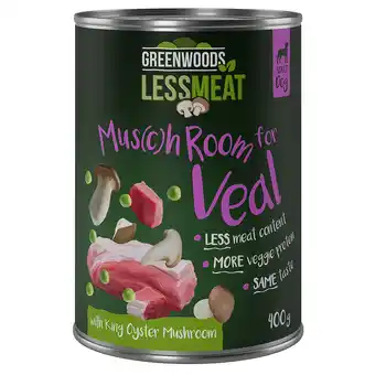 Zooplus 6 x 400 g Greenwoods Less Meat Kalf Honden Natvoer aanbieding