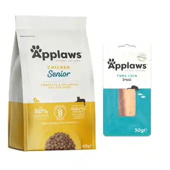Zooplus 350 g - 400 g Applaws droogvoer voor katten + 30 g kattenlende Tonijn Snack gratis! aanbieding