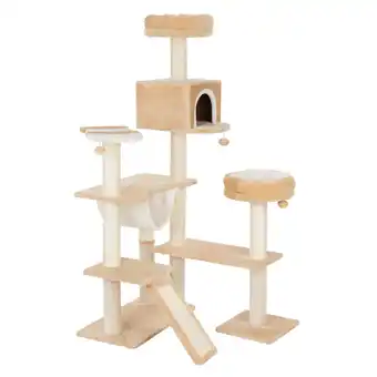 Zooplus Peperkoekhuisje Krabpaal met Ladder Beige H165 x L98 x B82 cm aanbieding