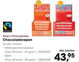 HANOS Tony's Chocolonely Chocoladerepen aanbieding