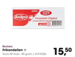 HANOS Beckers Fricandelle Original Cooked skinless sausage aanbieding