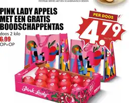 De Boerenschuur Pink lady appels met een gratis boodschappentas aanbieding