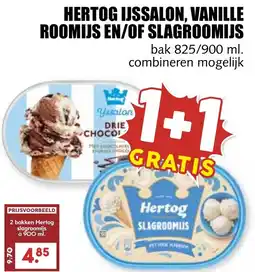 De Boerenschuur Hertog ijssalon, vanille roomijs en/of slagroomijs aanbieding