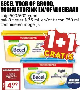 De Boerenschuur Becel voor op brood, yoghurtdrink en/of vloeibaar aanbieding