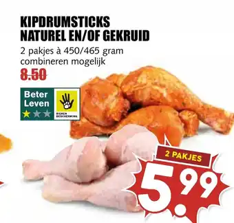 De Boerenschuur Kipdrumsticks naturel en of gekruid aanbieding