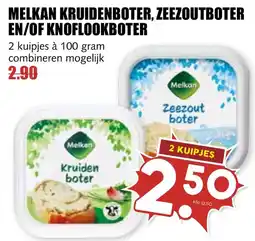 De Boerenschuur Melkan kruidenboter, zeezoutboter en of knoflookboter aanbieding