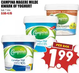 De Boerenschuur Campina magere milde kwark of yoghurt aanbieding