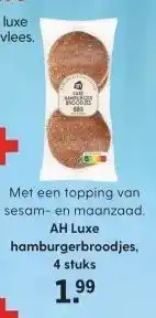 Albert Heijn AH Luxe hamburgerbroodjes, 4 stuks aanbieding