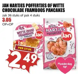 De Boerenschuur Jan hartjes poffertjes of witte chocolade framboos pancakes aanbieding