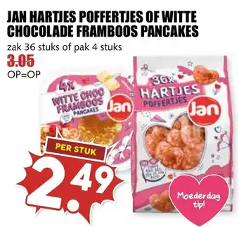 De Boerenschuur Jan hartjes poffertjes of witte chocolade framboos pancakes aanbieding