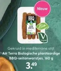 Albert Heijn AH Terra Biologische plantaardige BBQ-seitanworstjes, 160 g aanbieding