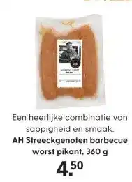 Albert Heijn AH Streeckgenoten barbecue worst pikant, 360 g aanbieding