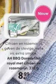 Albert Heijn AH BBQ Doradefilet royal met citroen en rozemarijn. 330 g aanbieding