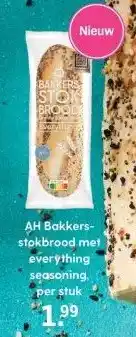 Albert Heijn AH Bakkers- stokbrood met everything seasoning. per stuk aanbieding