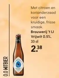Albert Heijn Brouwerij 't IJ Vrijwit 0.5%, 33 cl aanbieding