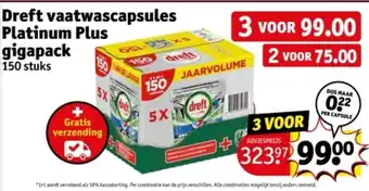 Kruidvat Dreft vaatwascapsules Platinum Plus gigapack aanbieding