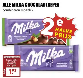 De Boerenschuur Alle milka chocoladerepen aanbieding