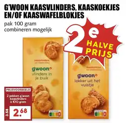 De Boerenschuur G'woon kaasvlinders, kaaskoekjes en of kaaswafelblokje aanbieding