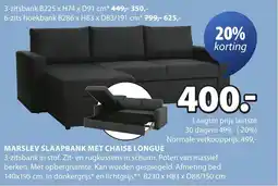 Jysk Marslev slaapbank met chaise longue aanbieding