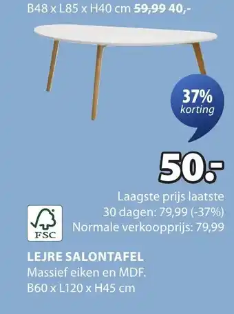 Jysk LEJRE SALONTAFEL aanbieding