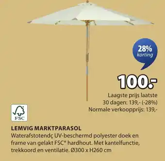 Jysk Lemvig marktparasol aanbieding