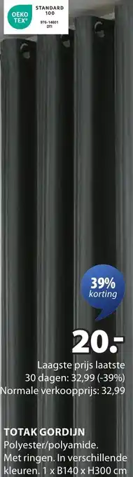 Jysk Totak gordijn aanbieding