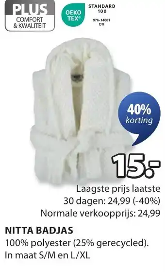 Jysk Nitta badjas aanbieding
