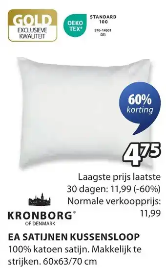 Jysk Ea satijnen kussensloop aanbieding