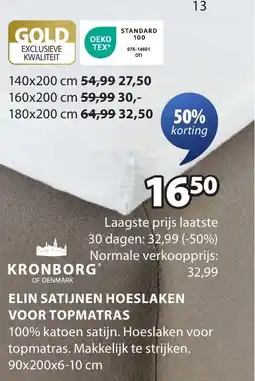 Jysk Elin satijnen hoeslaken aanbieding