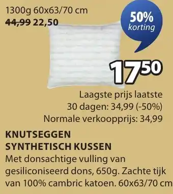 Jysk Knutseggen synthetisch kussen aanbieding