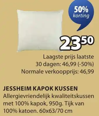 Jysk Jessheim kapok kussen aanbieding