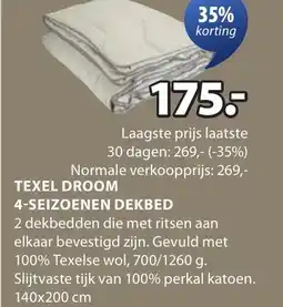 Jysk Texel droom 4-seizoenen dekbed aanbieding