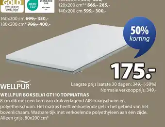 Jysk Wellpur bokselvi gt110 topmatras aanbieding