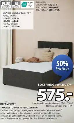 Jysk Skolla storage PC40 boxspring aanbieding