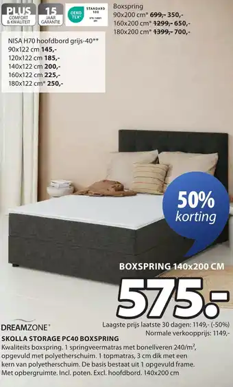Jysk Skolla storage PC40 boxspring aanbieding