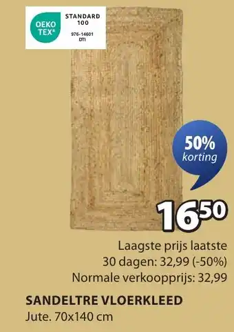 Jysk Sandeltre vloerkleed aanbieding