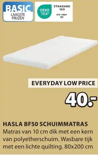 Jysk Hasla BF50 schuimmatras matras aanbieding