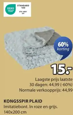 Jysk Kongsspir plaid aanbieding