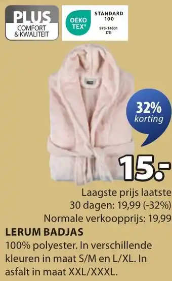 Jysk Lerum badjas aanbieding