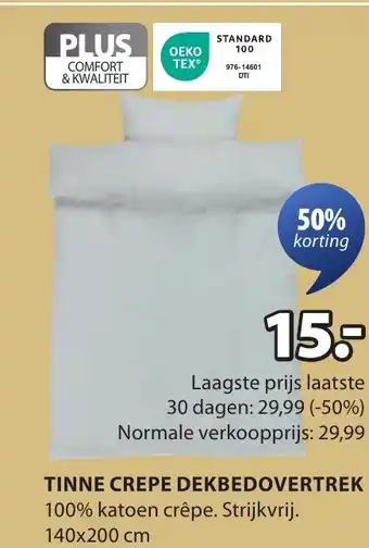Jysk Tinne crepe dekbedovertrek aanbieding
